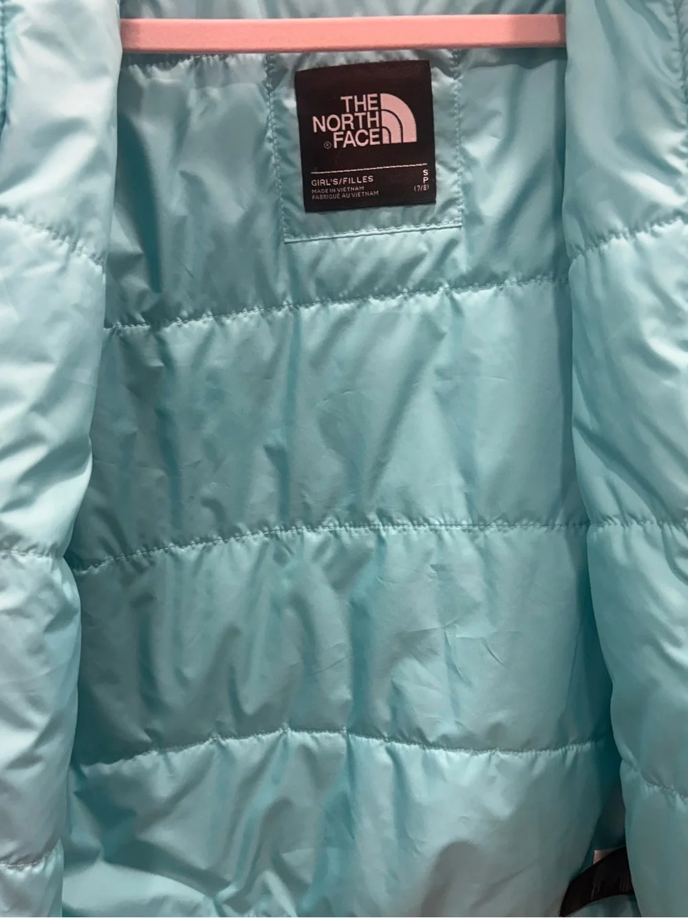 The North Face Girls Insulated Puffer Jacket Blue Size S 7/8